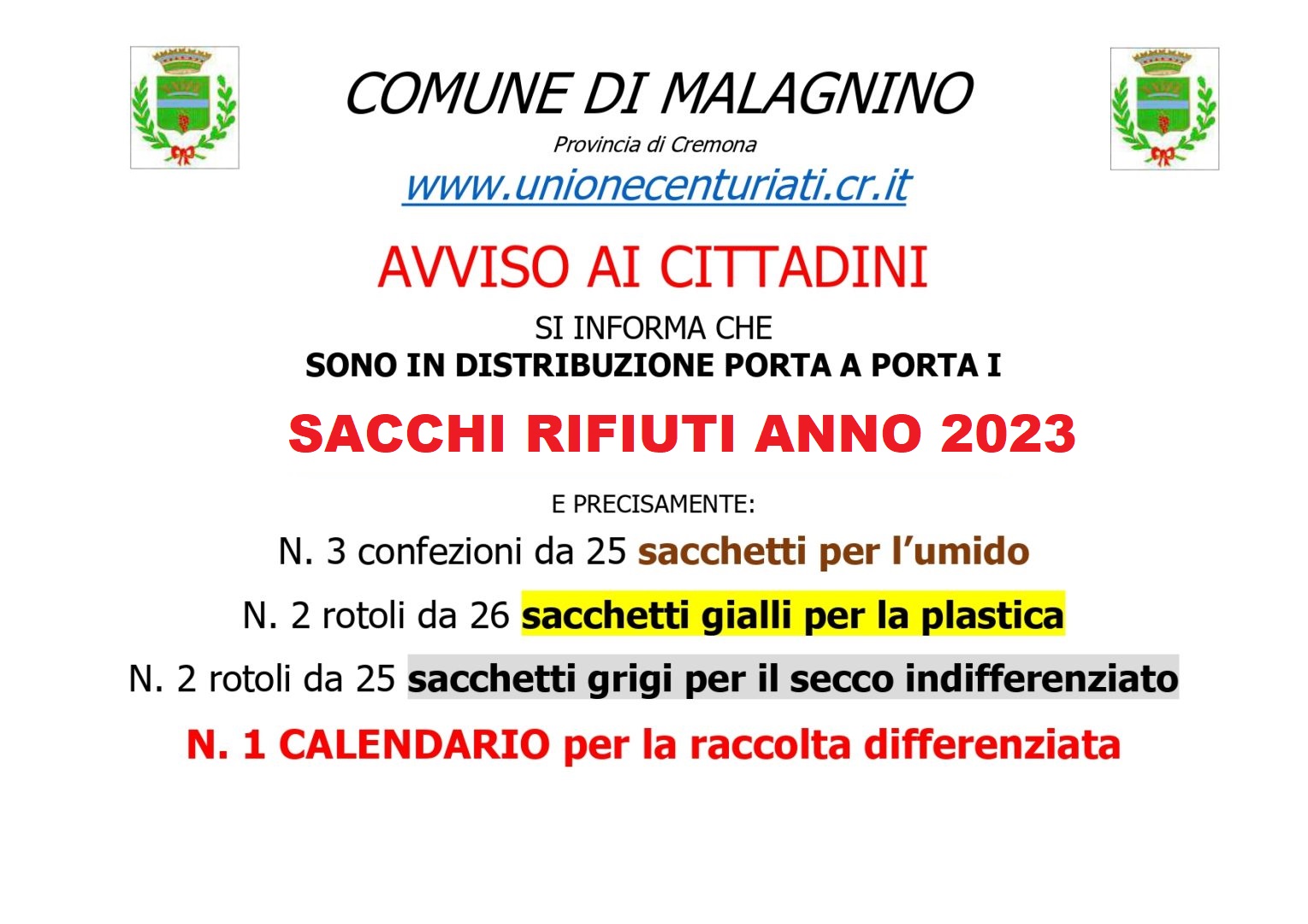 Distribuzione sacchi 2023