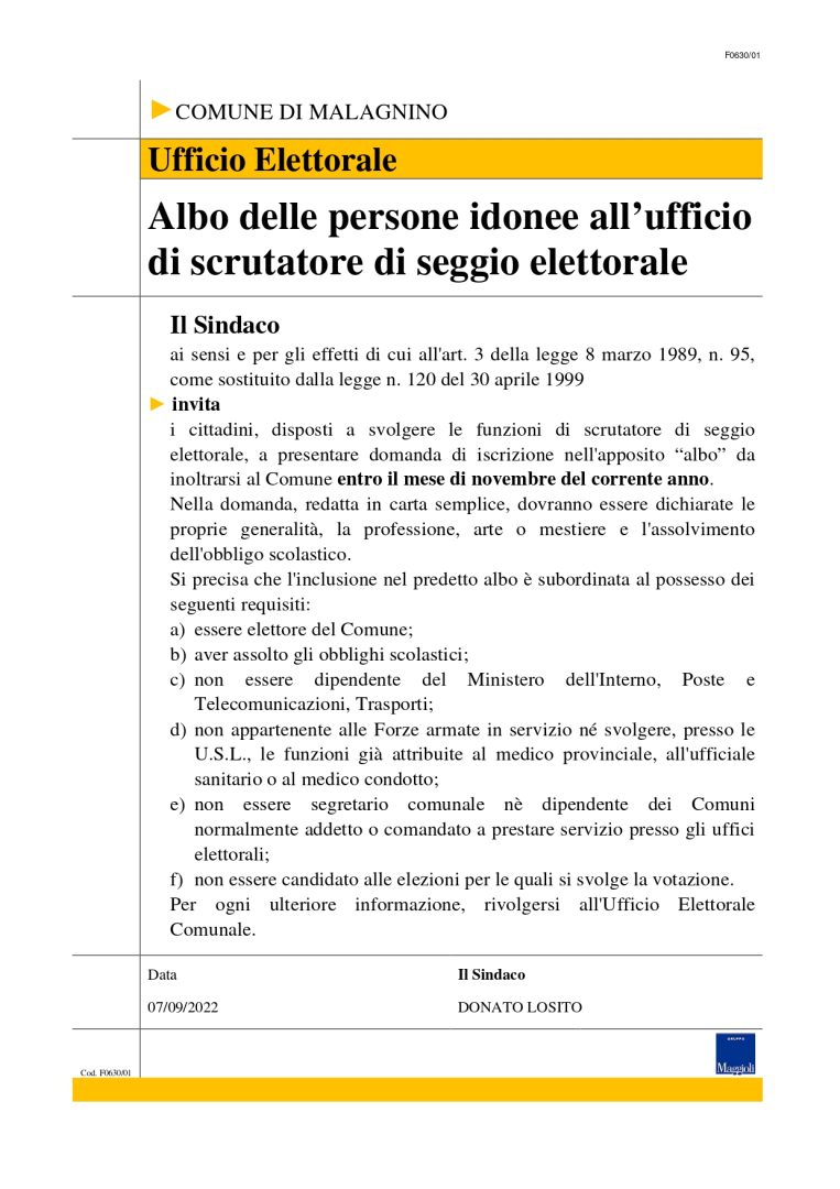 Avviso albo scrutatori
