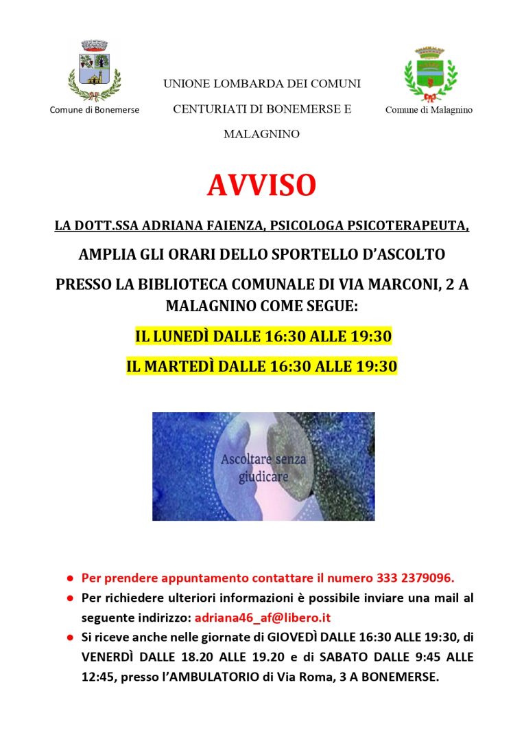 SPORTELLO PSICOLOGICO MALAGNINO 2023